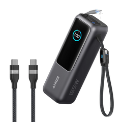 Anker Laptop Power Bank (25K, 165W, Built-In and Retractable Cables) and Anker USB-C to USB-C Cable (6 ft, 240W, Upcycled-Braided)
