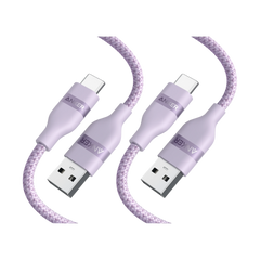 Anker USB-A to USB-C Cable (Upcycled-Braided, 2 Pack, Violet)