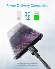 2-Pack Anker New Nylon USB-C to USB-C Cable (3 ft / 6 ft, 60W)