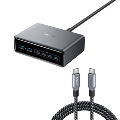 Anker Prime Charger (200W, 6 Ports, GaN) and Anker Prime USB-C to USB-C Cable 240W