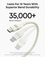Anker USB-A to USB-C Cable (3 ft, Upcycled-Braided, 2 Pack）