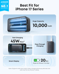 Anker Nano Power Bank (10K, 45W, Built-In Retractable USB-C Cable), 2-pack